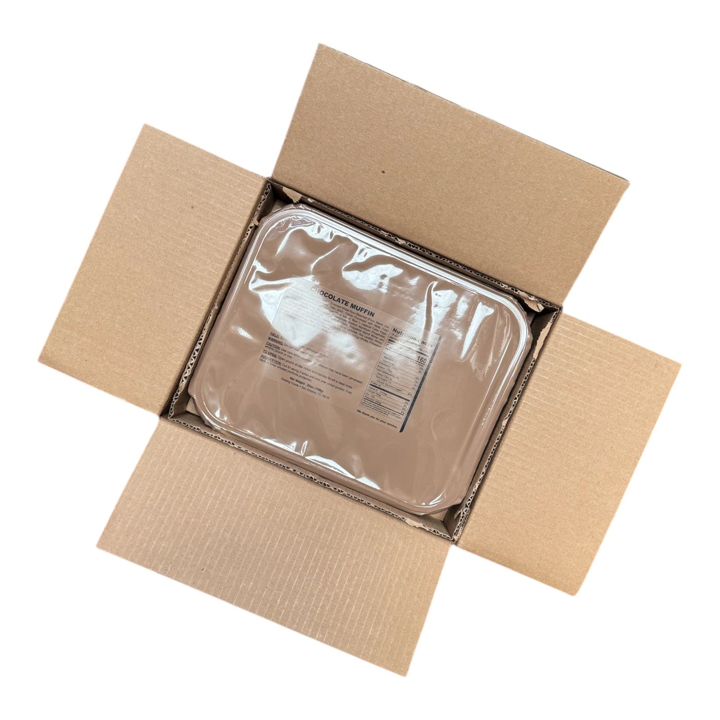 BULK 12 x Tray Packs, Military MRE Chocolate Muffin, Ready to Eat (UGR Component)