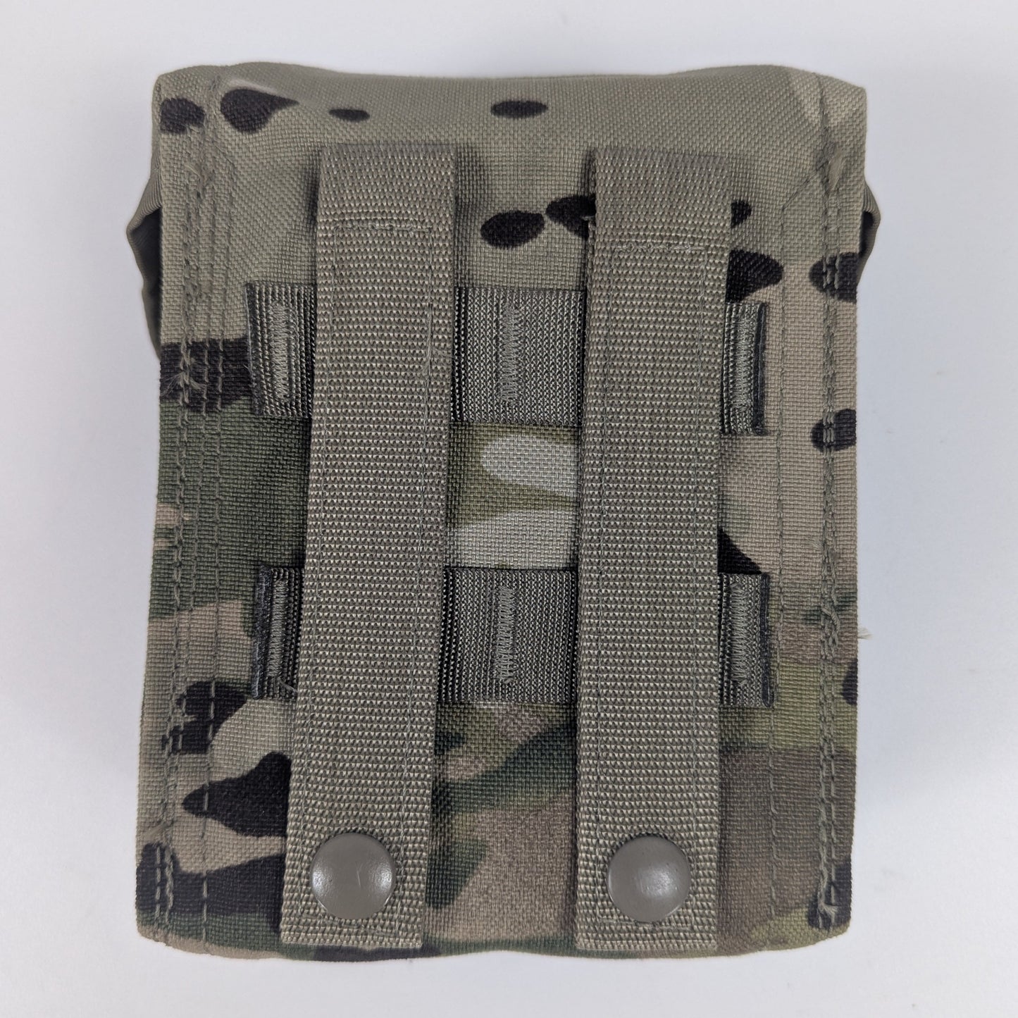 Camouflage pouch with a strap on a white background