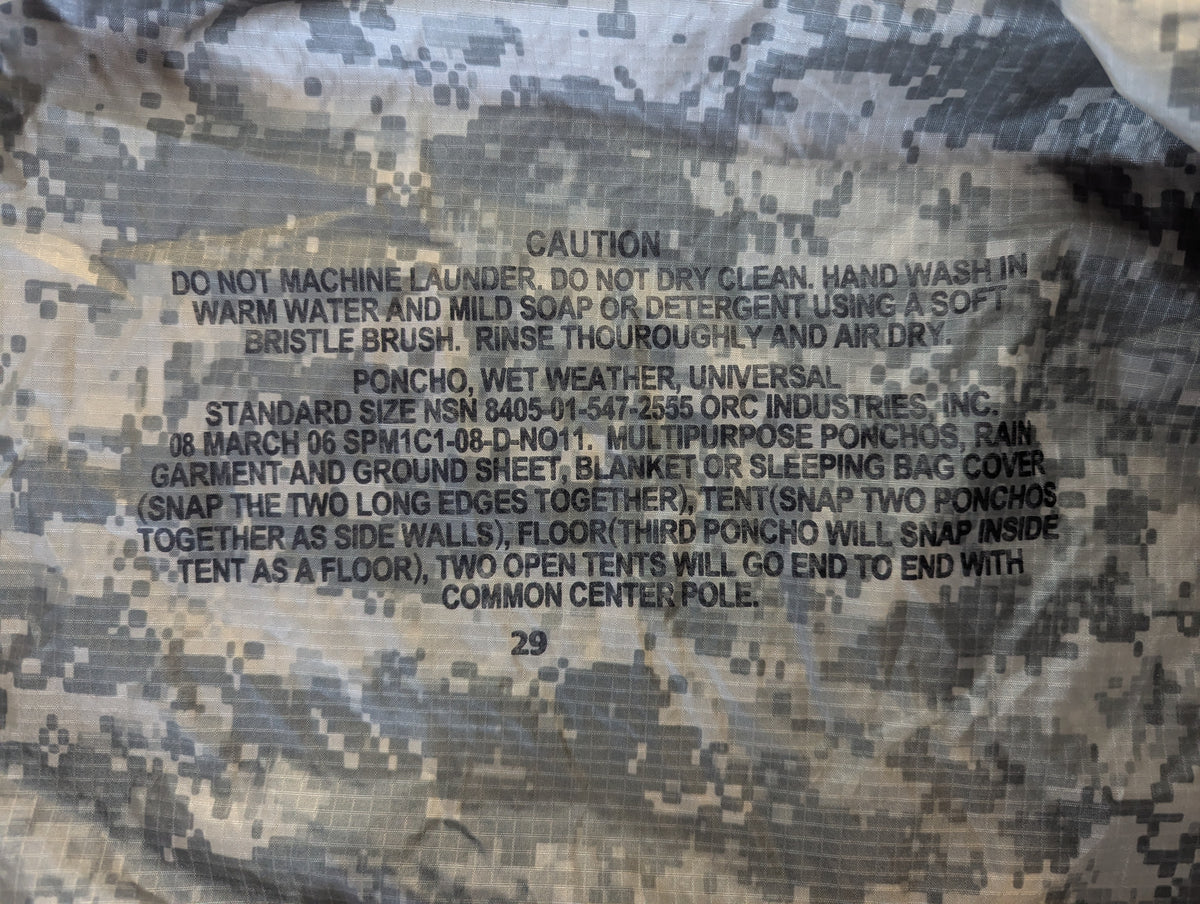Wet Weather Poncho - ACU/UCP
