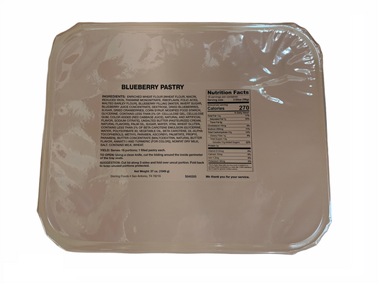 Military MRE Tray Pack, Blueberry Pastry, Ready to Eat (UGR Component)