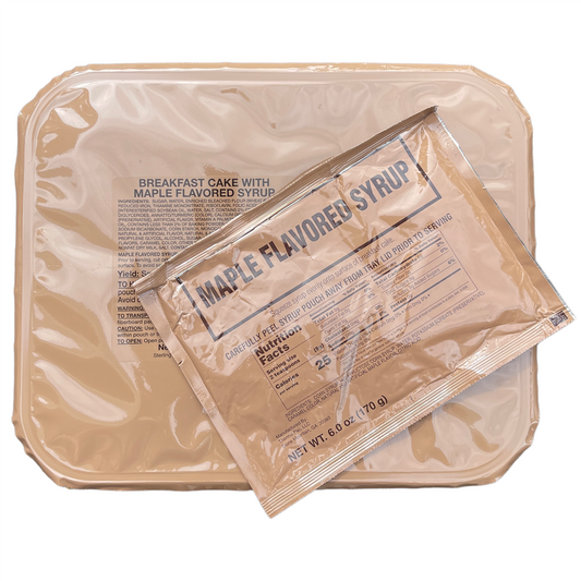 Military MRE Tray Pack, Breakfast Cake with Maple Syrup, Ready to Eat (UGR Component)