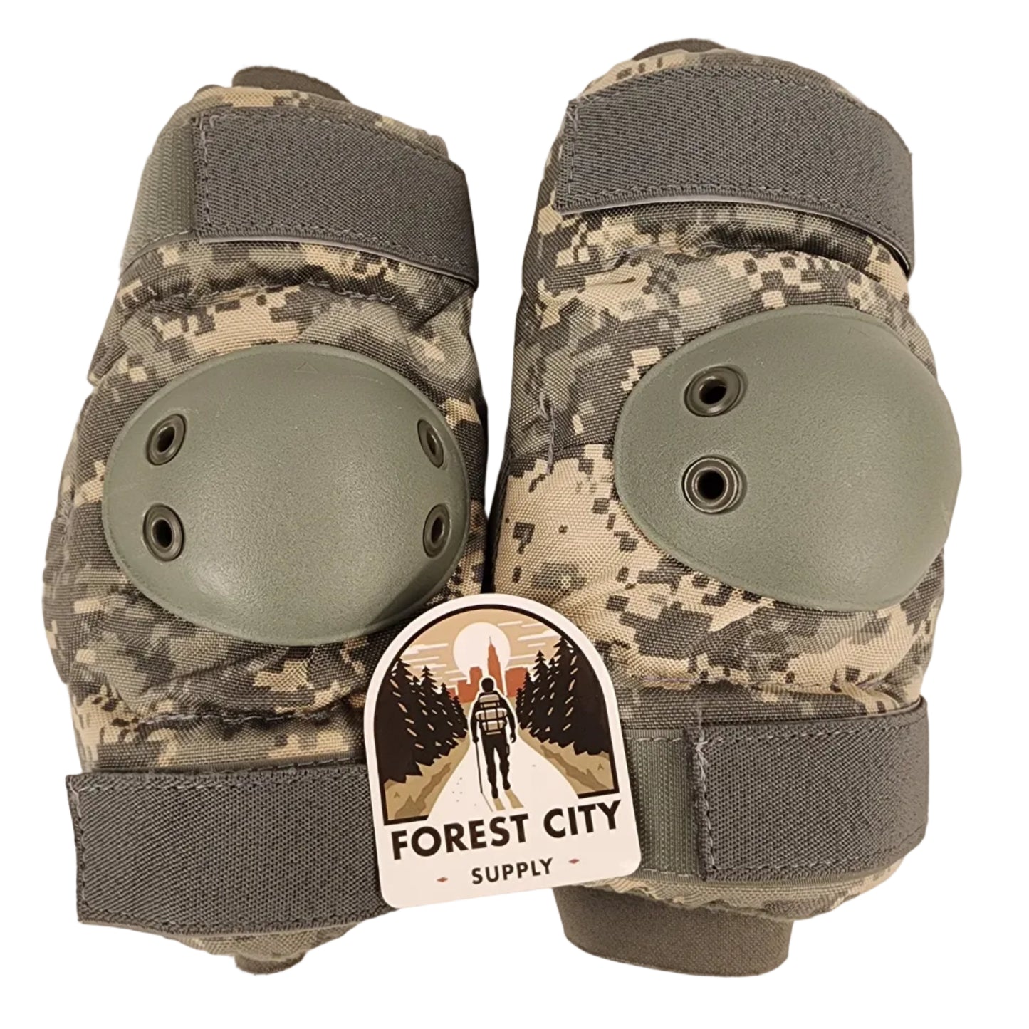 Tactical UCP/ACU camo elbow pads on a white background