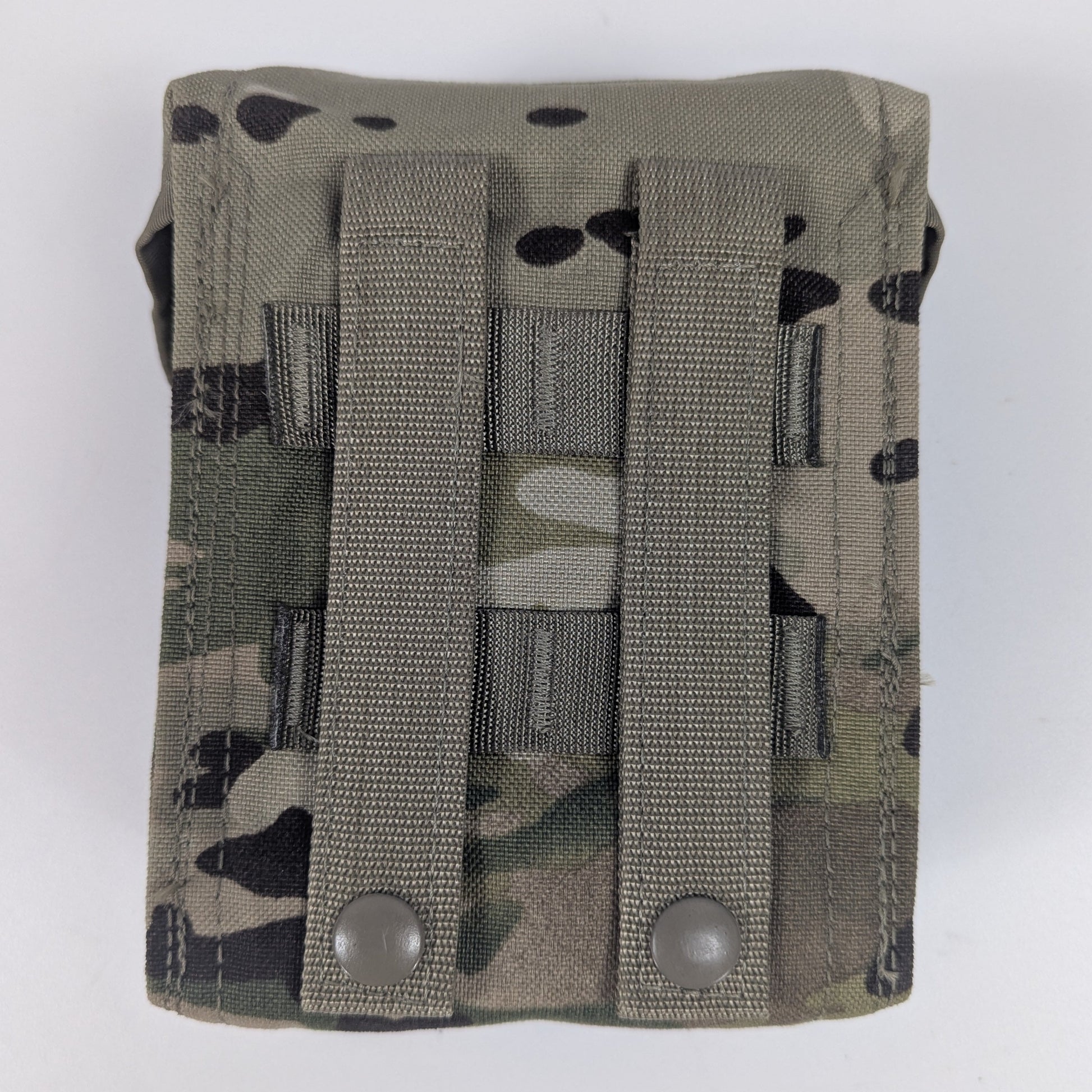 Camouflage pouch with a strap on a white background