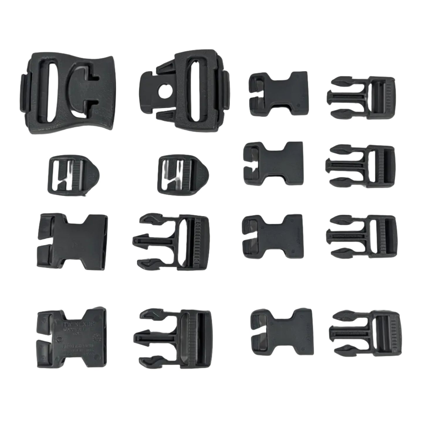 gray buckles displayed on a white background