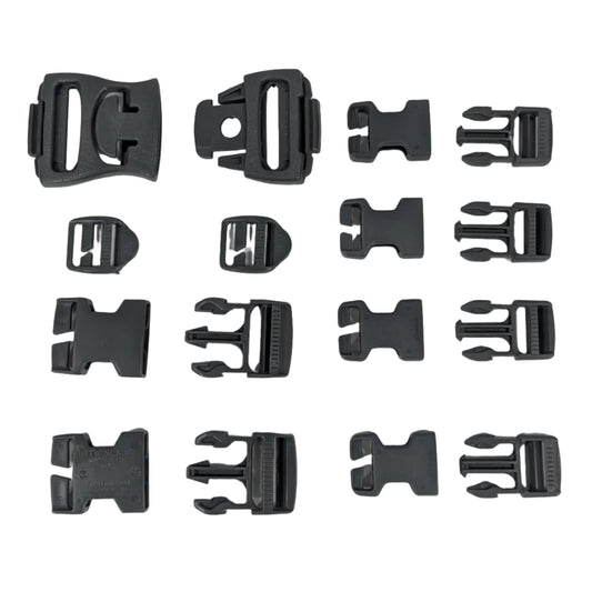 gray buckles displayed on a white background