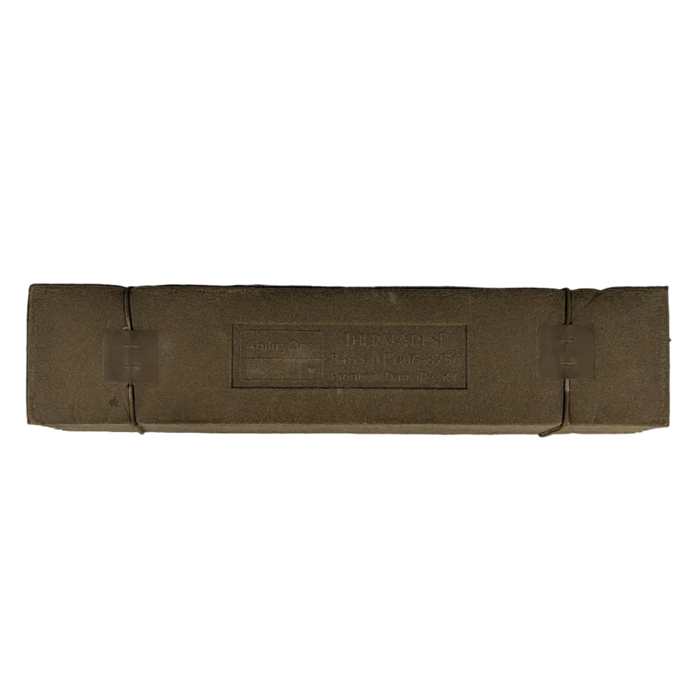Brown rectangular box with a label on a white background