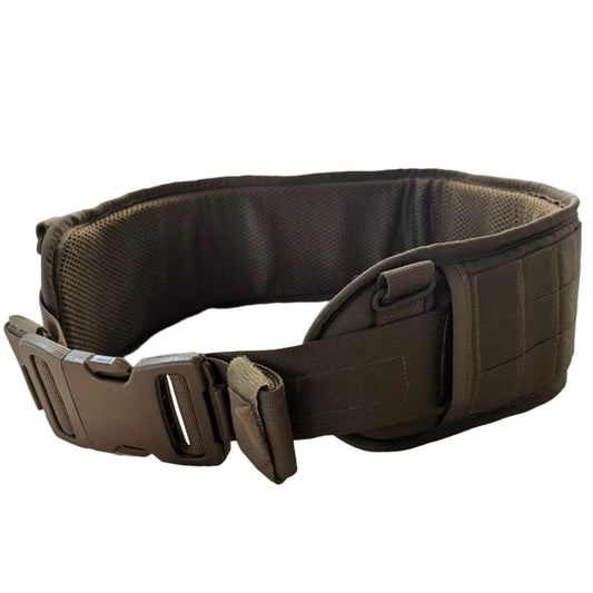 Brown tactical belt on a white background