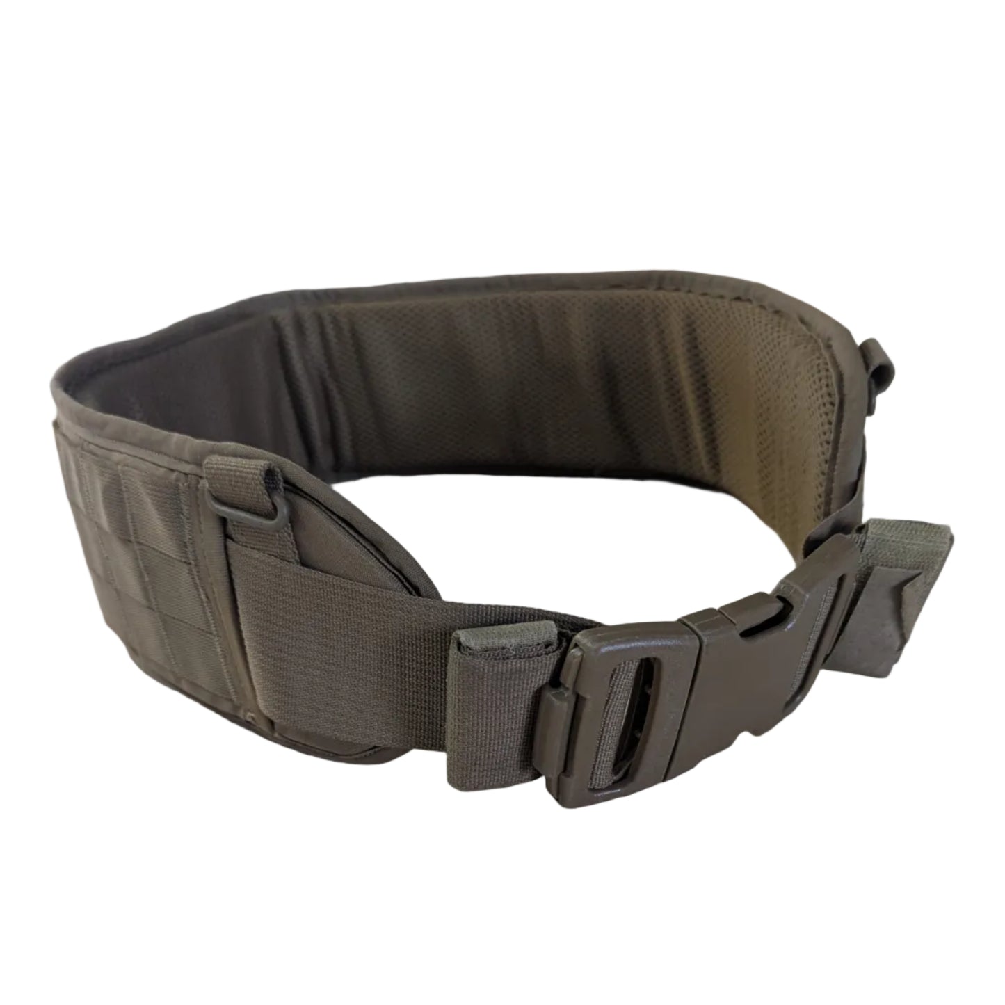 Brown tactical belt on a white background