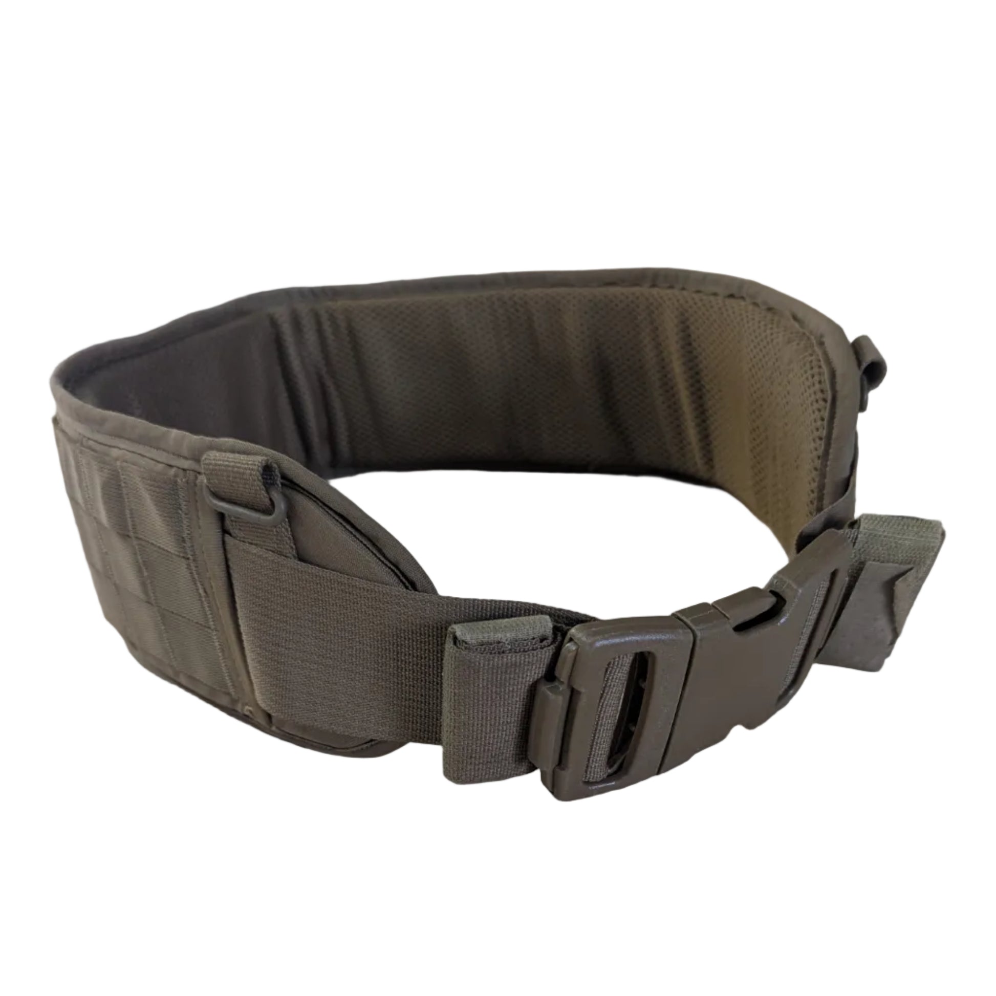 Brown tactical belt on a white background