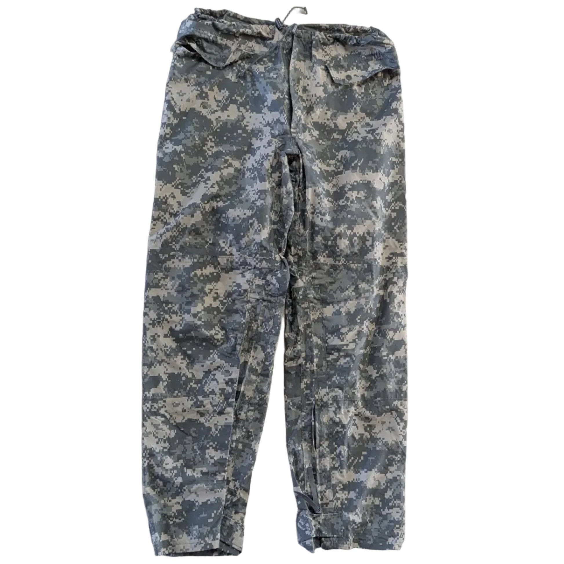 Digital camouflage pants on a white background