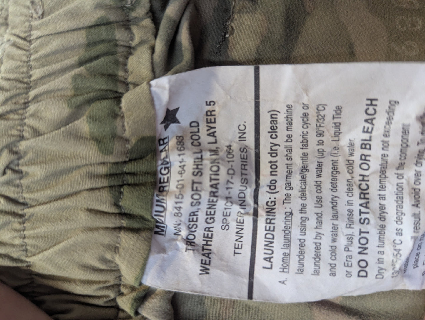 Multicam soft shell cold weather trousers 