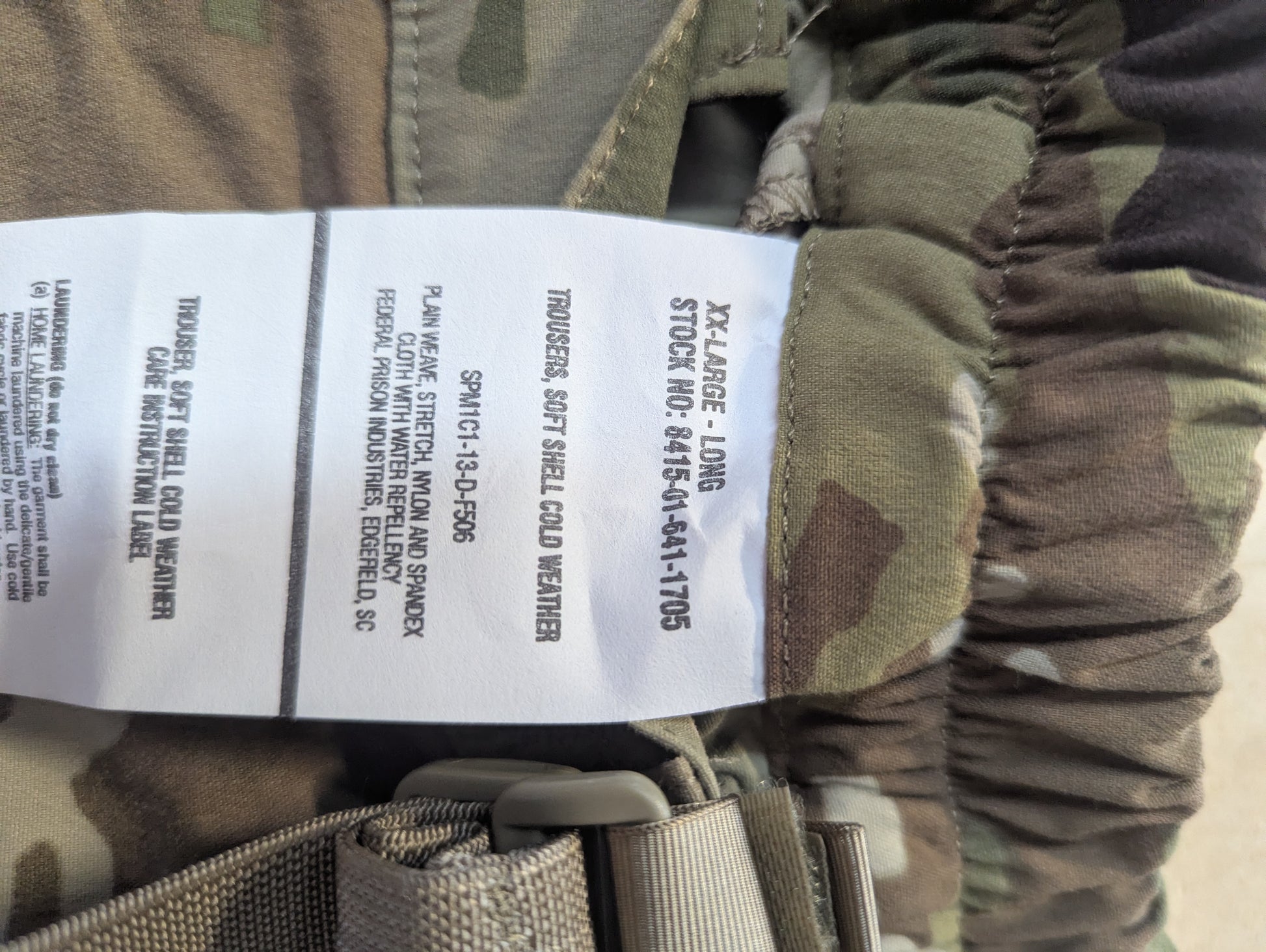 Multicam soft shell cold weather trousers 