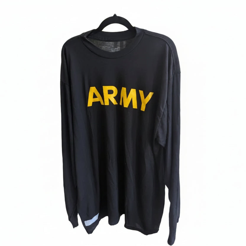 long sleeve army pt shirt on white background