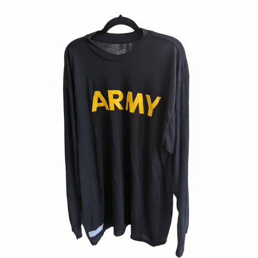 long sleeve army pt shirt on white background