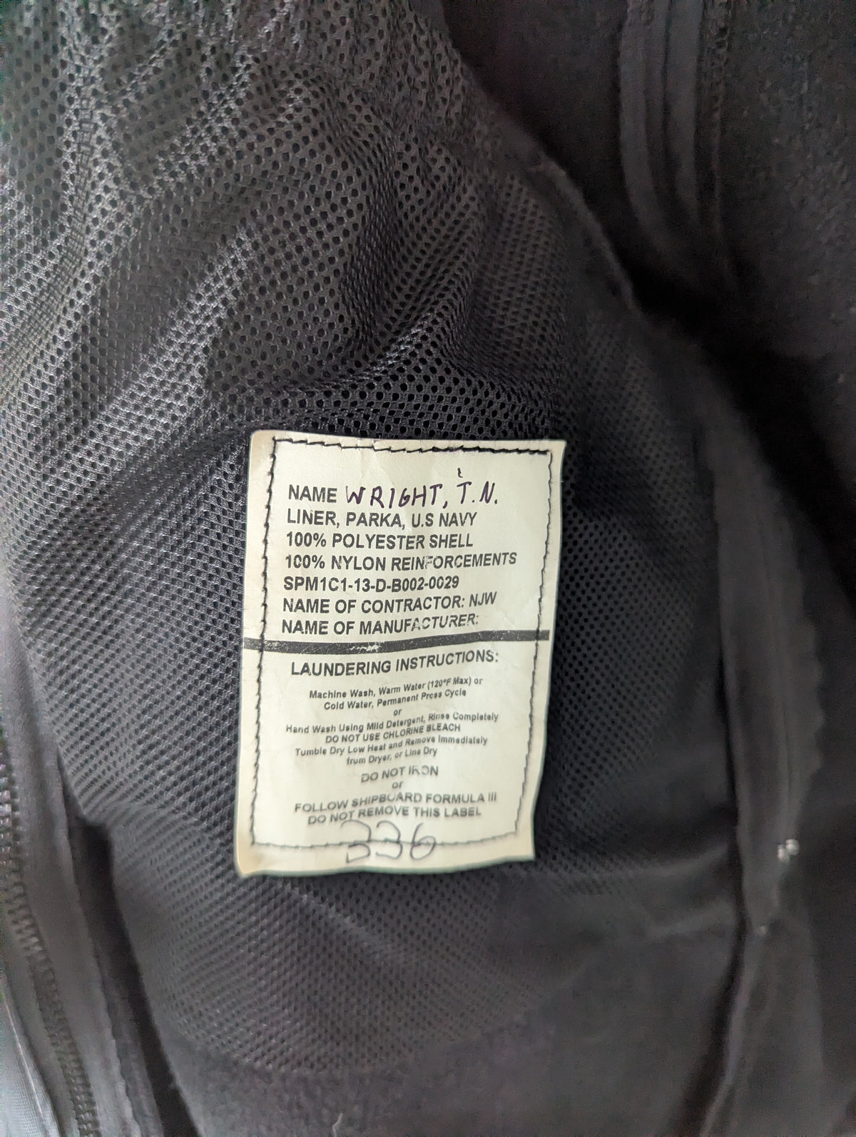 US Navy Working Parka with Liner - Small Regular - Used