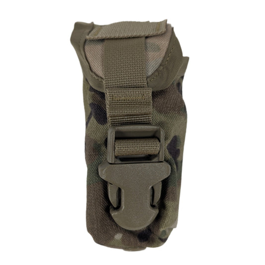 Multicam olive green tactical pouch on a white background